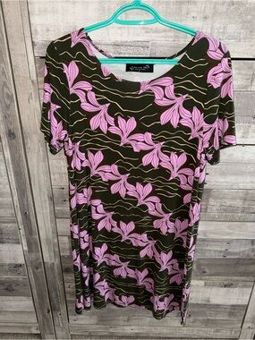 Fighting Eel Olive Dress with Pink Floral Print